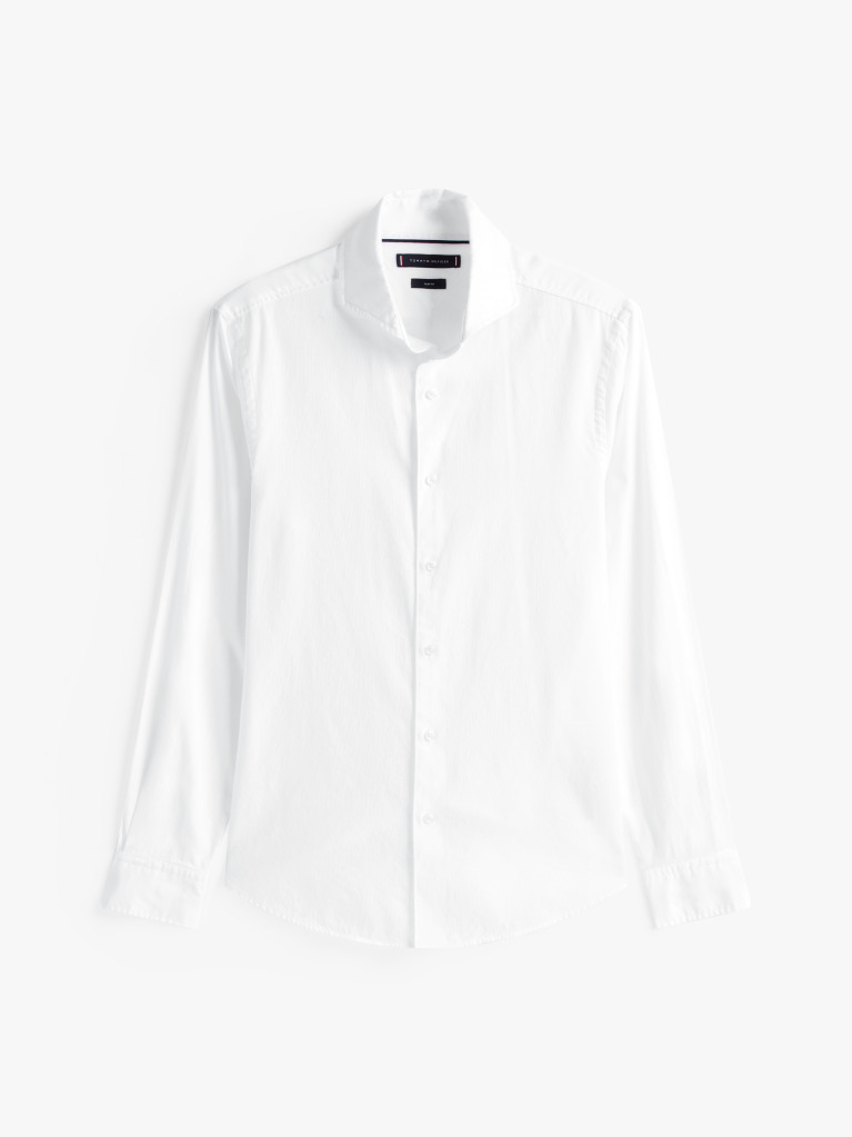White Smart Casual Slim Fit Oxford Shirt  Men