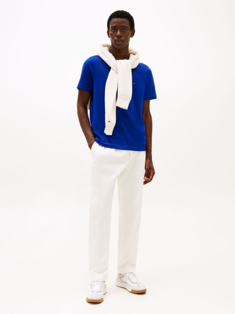 Blue Flag Embroidery T-Shirt  Men