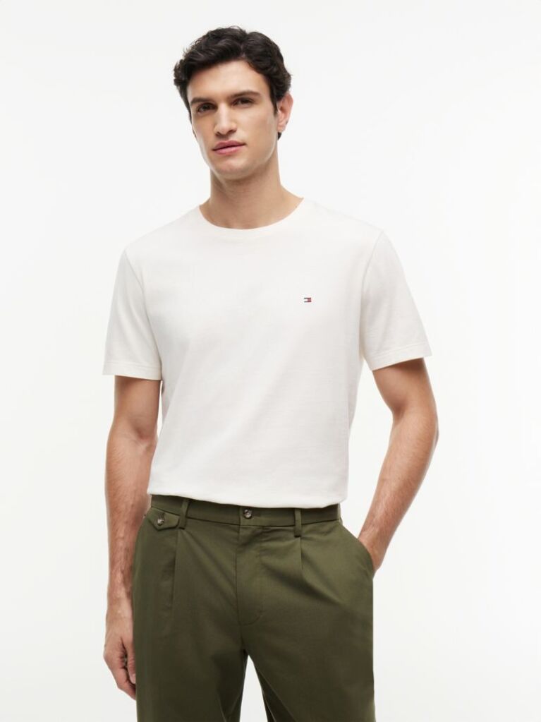 Beige Flag Embroidery T-Shirt  Men