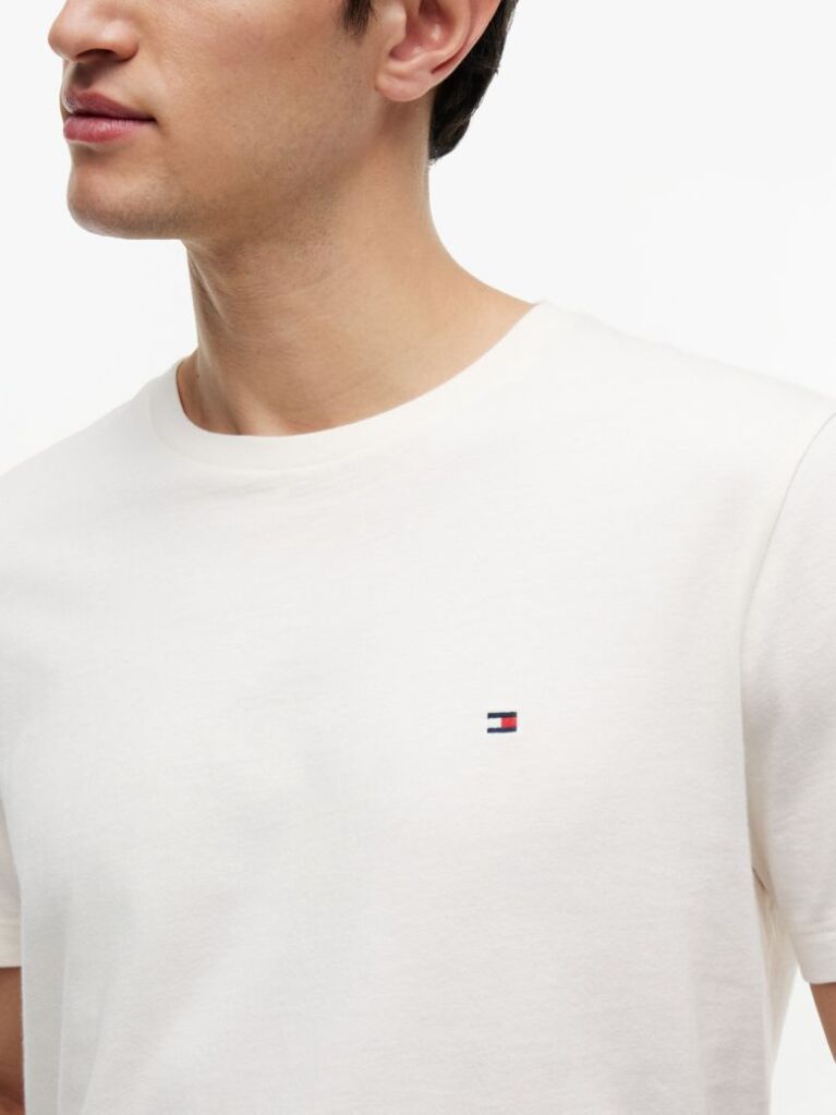 Beige Flag Embroidery T-Shirt  Men