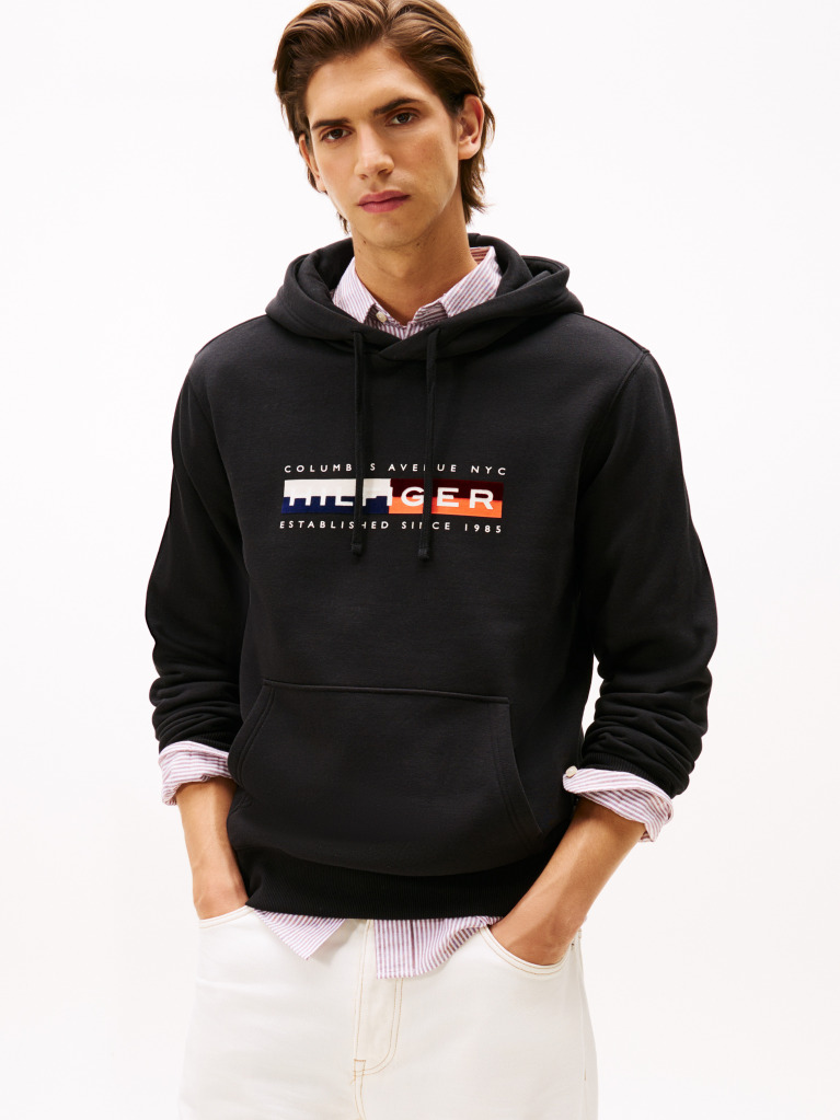 Black TH Colour Block Graphic Hoodie  Men