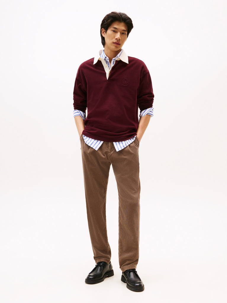 Brown Harlem Pleated Tapered Corduroy Chinos  Men