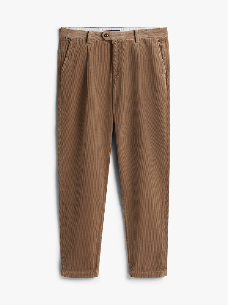 Brown Harlem Pleated Tapered Corduroy Chinos  Men