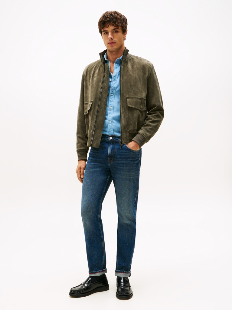Blue Denton Whiskered Straight Jeans  Men