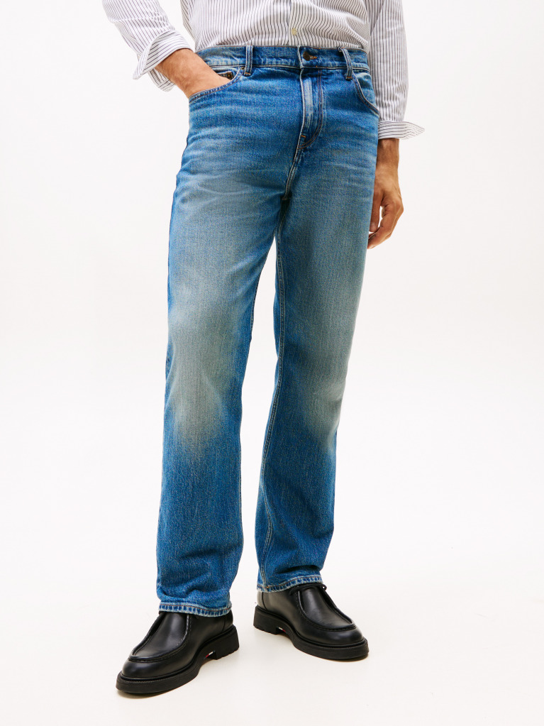 Blue Relaxed Straight Leg Jeans  Men