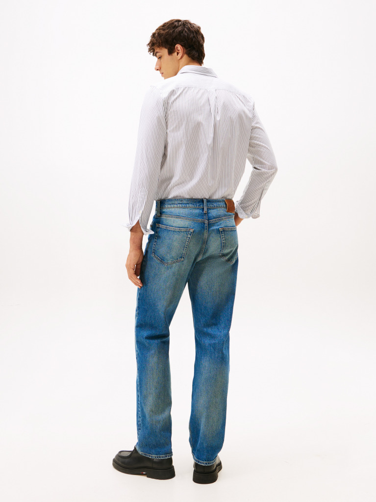 Blue Relaxed Straight Leg Jeans  Men