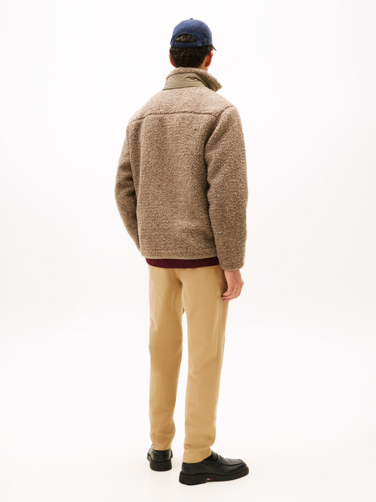 Beige Teddy Fleece Zip-Thru Jacket  Men