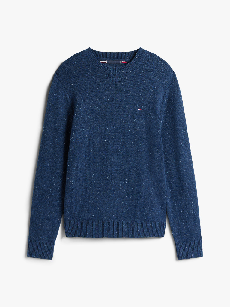 Blue Wool Blend Donegal Knit Jumper  Men