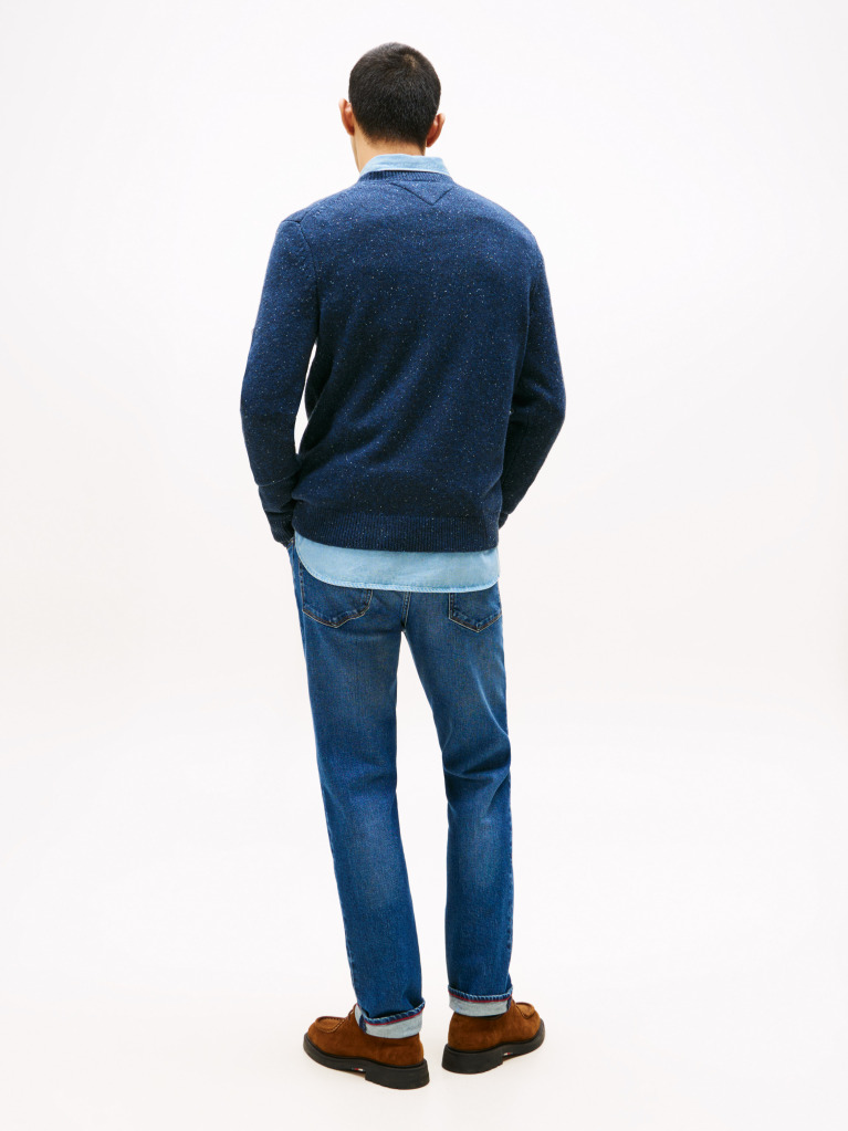 Blue Wool Blend Donegal Knit Jumper  Men