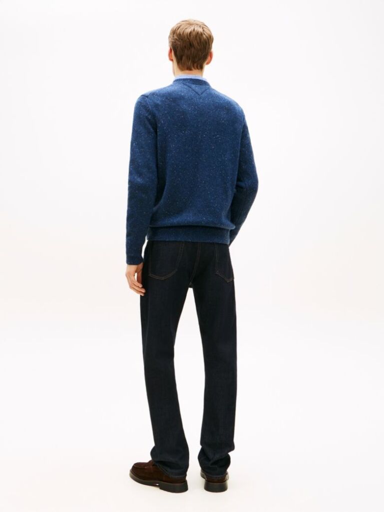 Blue Wool Blend Donegal Knit Jumper  Men