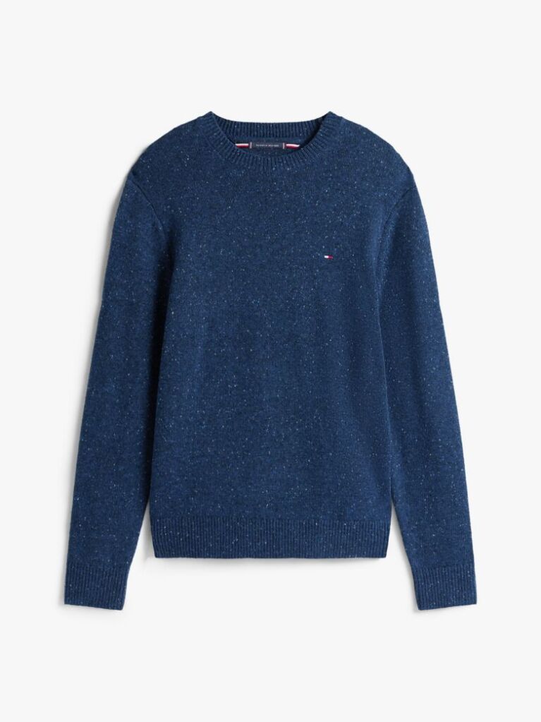 Blue Wool Blend Donegal Knit Jumper  Men