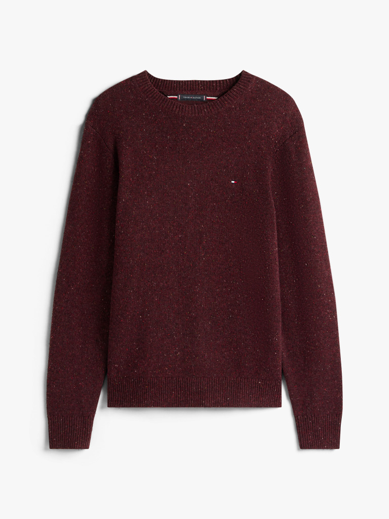 Red Wool Blend Donegal Knit Jumper  Men