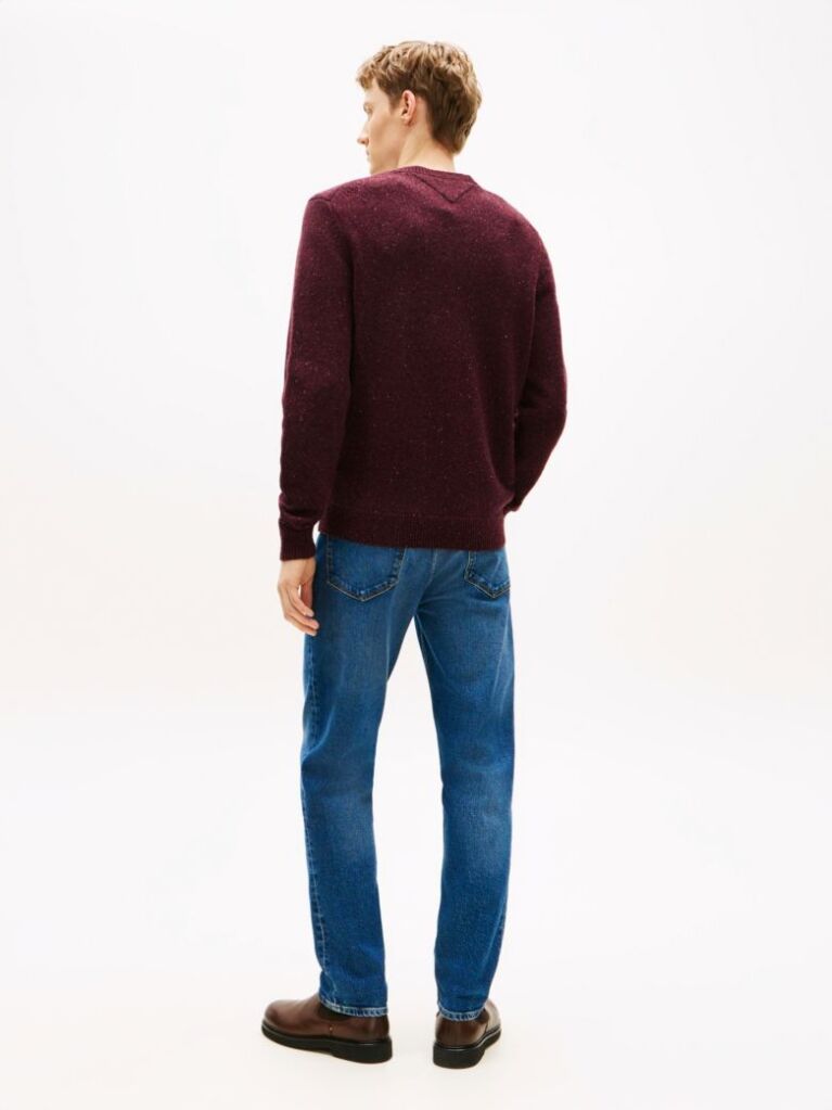 Red Wool Blend Donegal Knit Jumper  Men