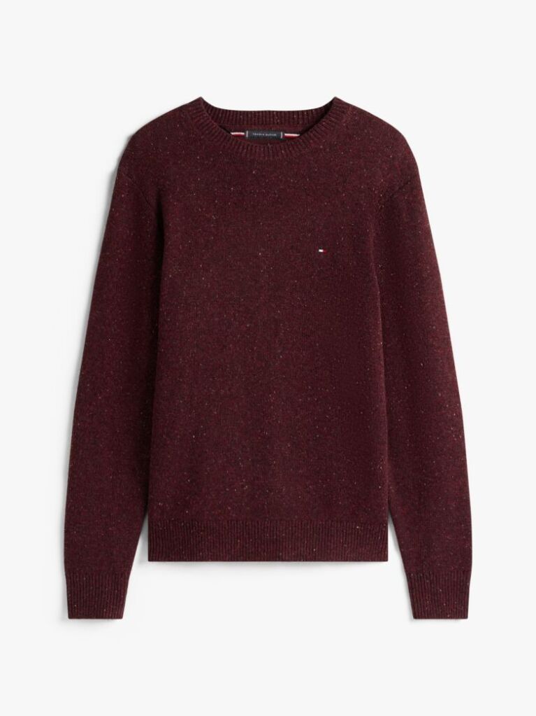 Red Wool Blend Donegal Knit Jumper  Men