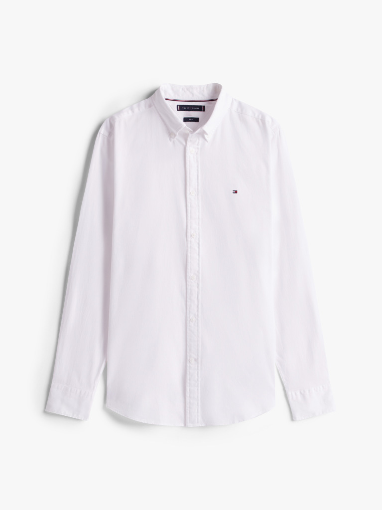 White Slim Fit Yarn Dyed Dobby Shirt  Men