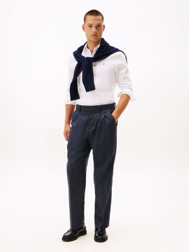 White Slim Fit Yarn Dyed Dobby Shirt  Men