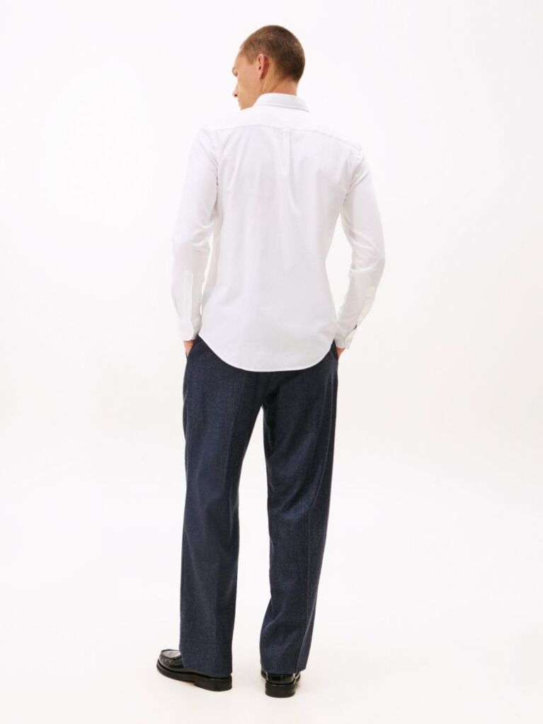 White Slim Fit Yarn Dyed Dobby Shirt  Men