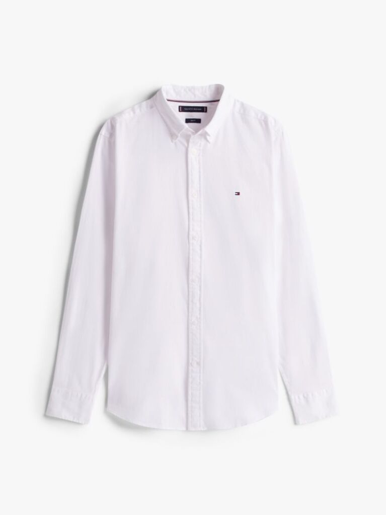 White Slim Fit Yarn Dyed Dobby Shirt  Men