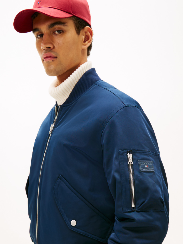 Blue Water Repellent Relaxed Bomber Jacket  Men
