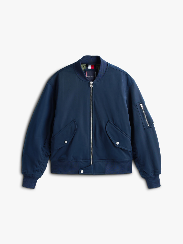 Blue Water Repellent Relaxed Bomber Jacket  Men