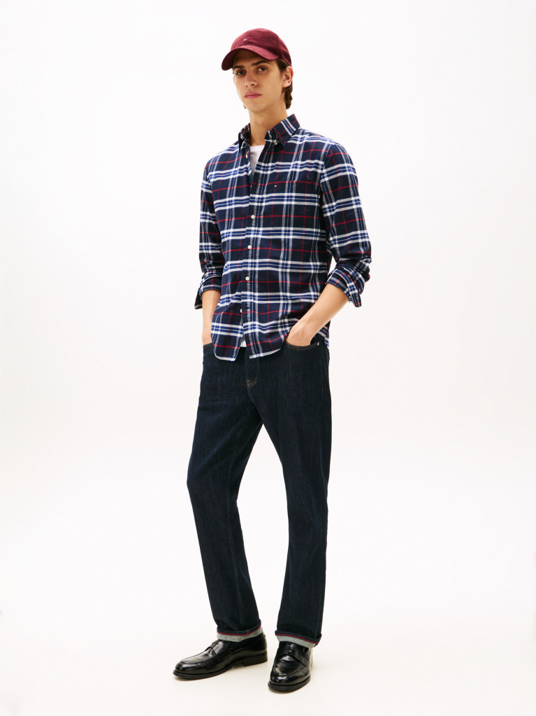 Multi Regular Fit Brushed Oxford Check Shirt  Men