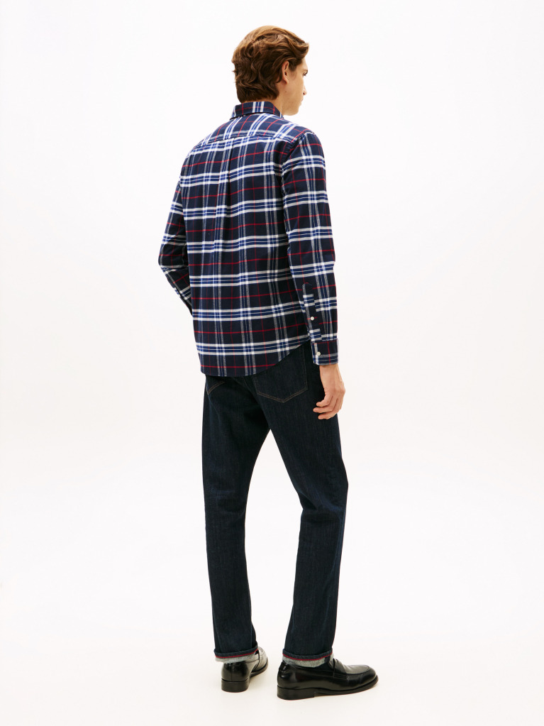 Multi Regular Fit Brushed Oxford Check Shirt  Men