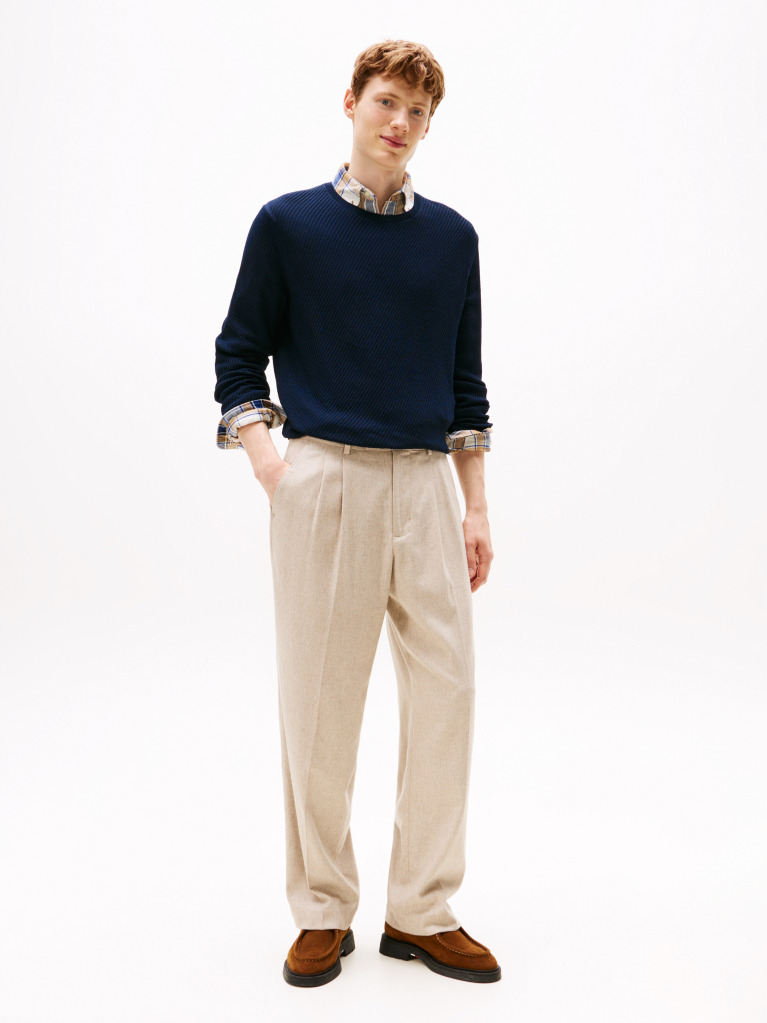 Blue Smart Casual Thermoregulating Rib-Knit Jumper  Men