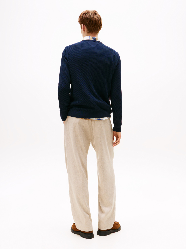 Blue Smart Casual Thermoregulating Rib-Knit Jumper  Men