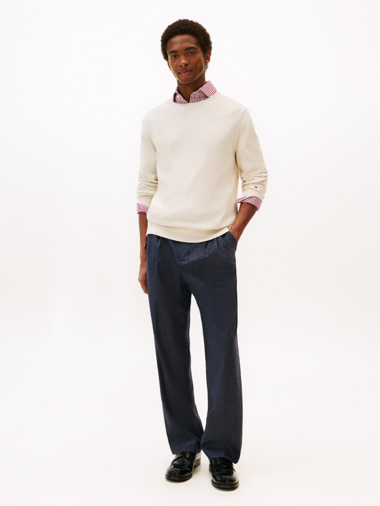 Beige Smart Casual Thermoregulating Rib-Knit Jumper  Men