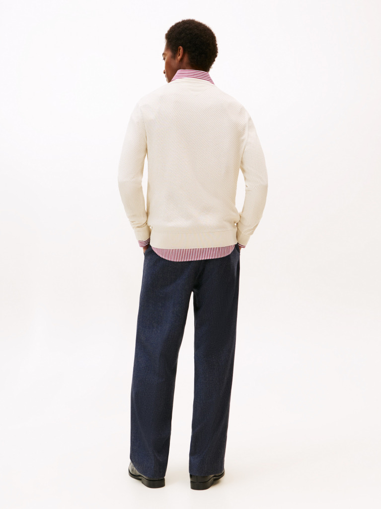 Beige Smart Casual Thermoregulating Rib-Knit Jumper  Men