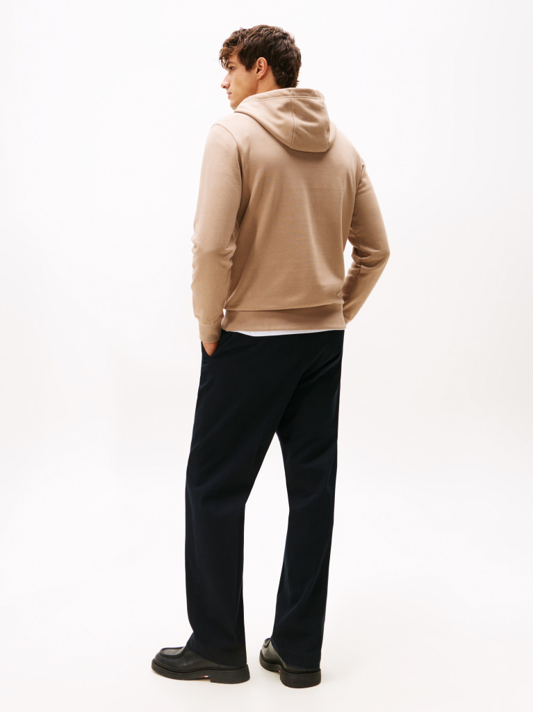 Beige Flag Graphic Drawstring Hoody  Men