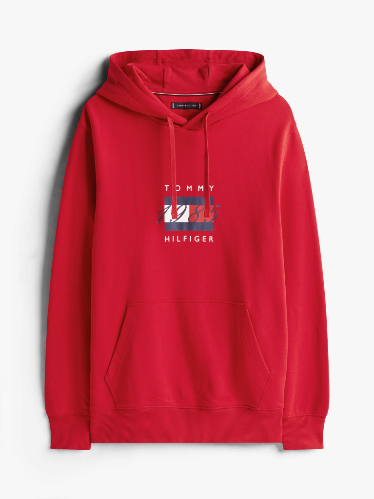 Red Flag Graphic Drawstring Hoody  Men
