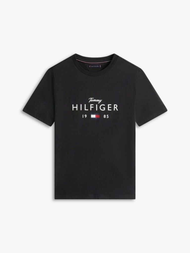 Black Logo Graphic Jersey Crew Neck T-Shirt  Men