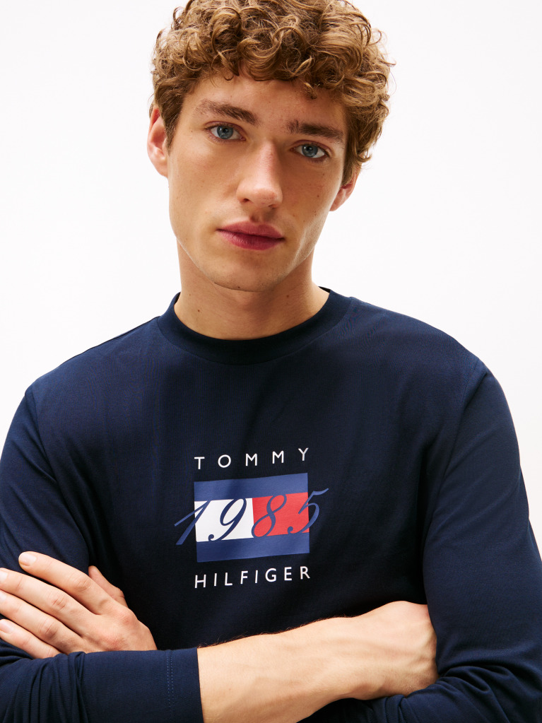 Blue Flag Graphic Jersey Long Sleeve T-Shirt  Men