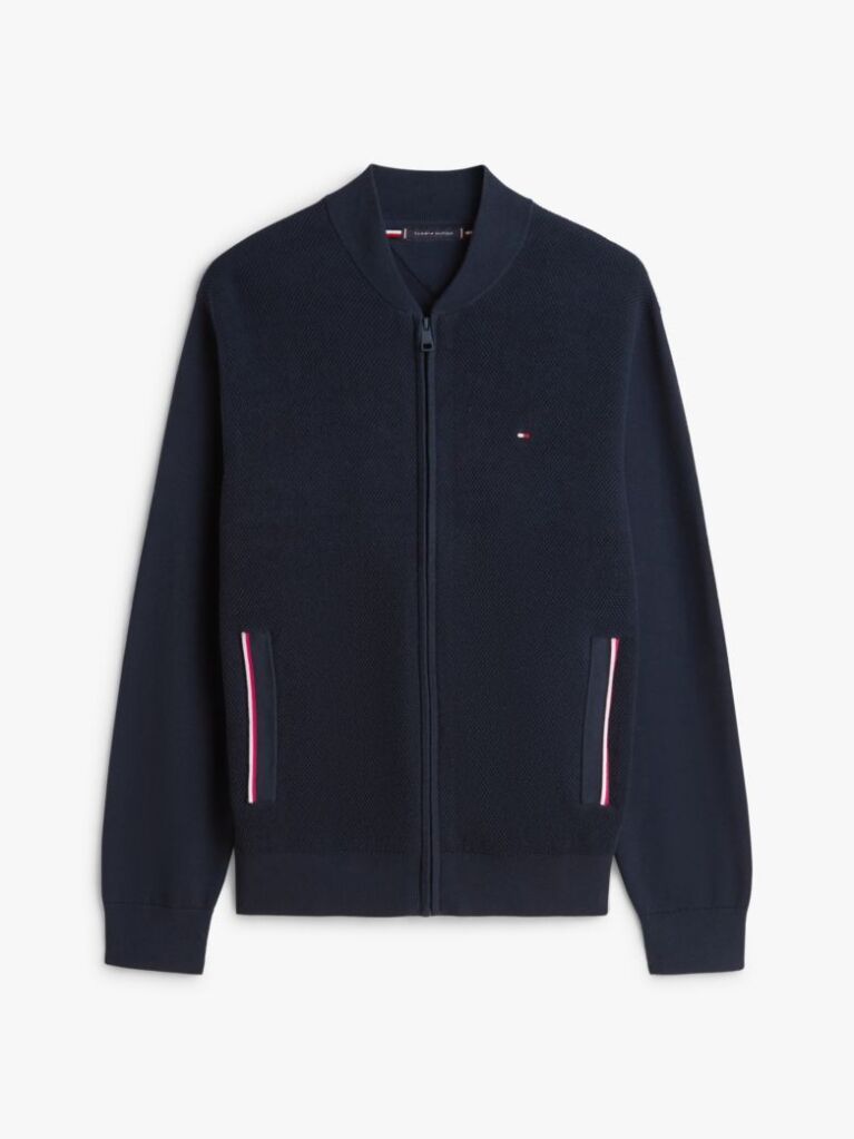 Blue Flag Emboidery Zip Through Cardigan  Men