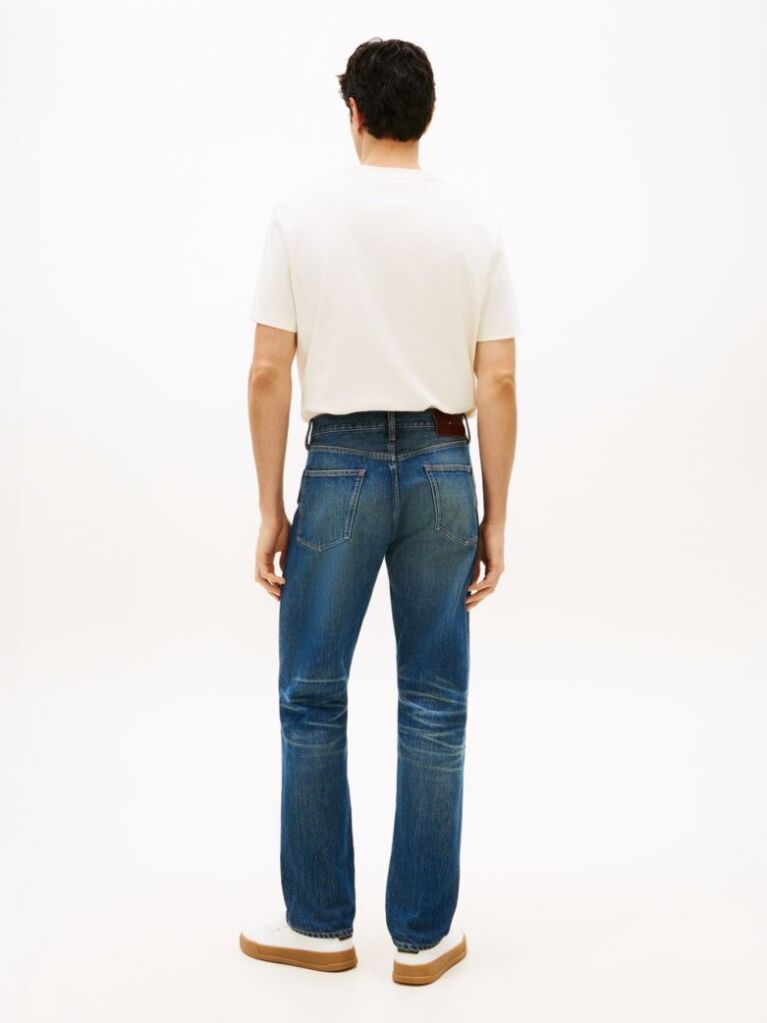 Blue Whiskered Regular Straight Leg Jeans  Men