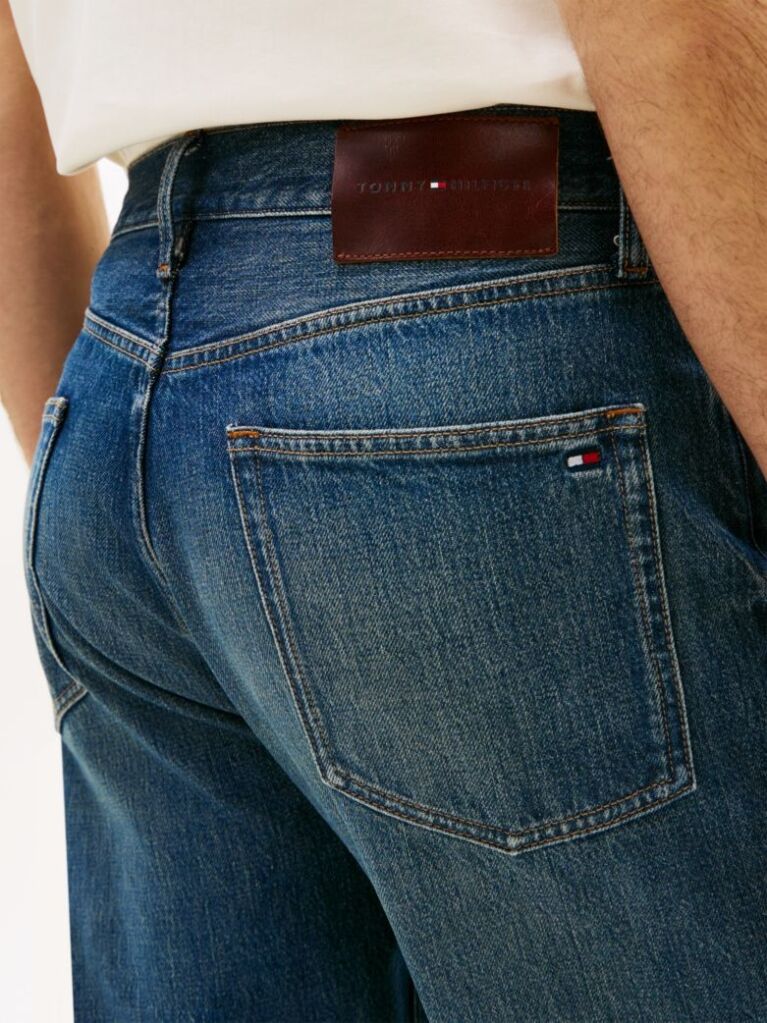 Blue Whiskered Regular Straight Leg Jeans  Men