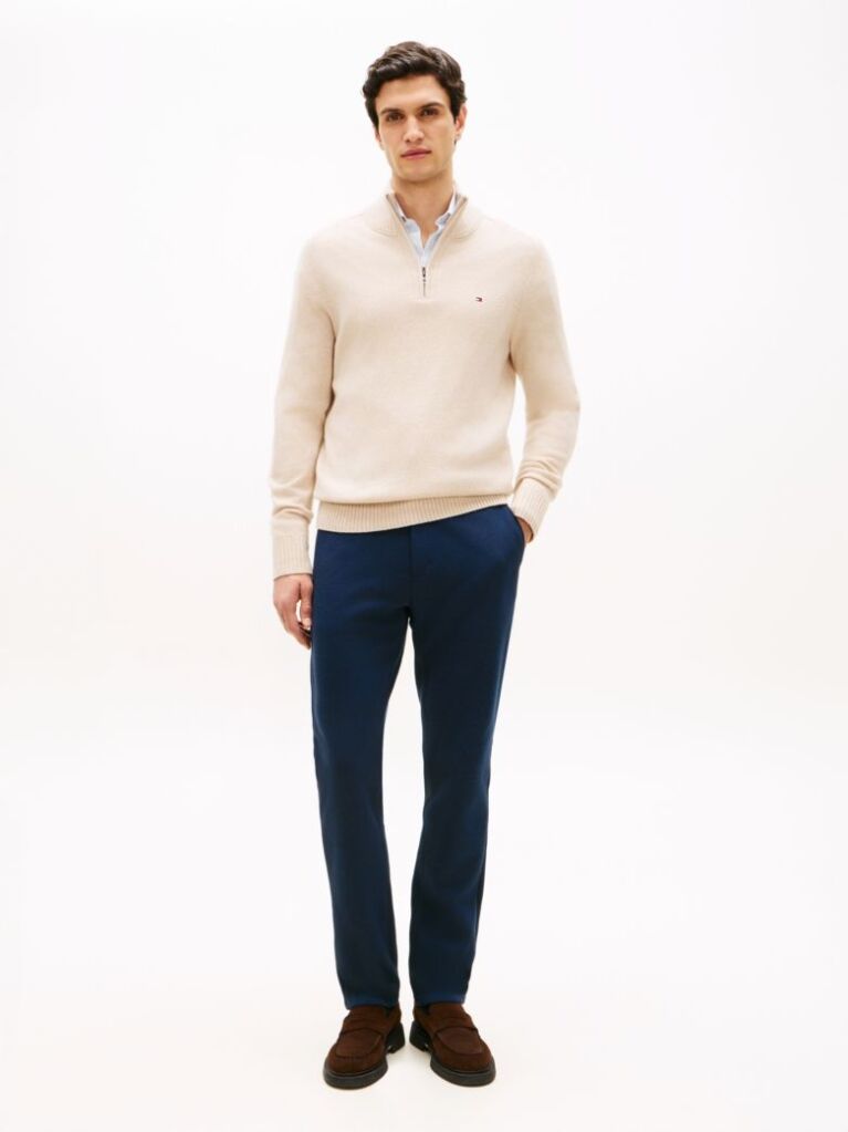 Blue Harlem Interlock Knit Pique Tapered Leg Trousers  Men
