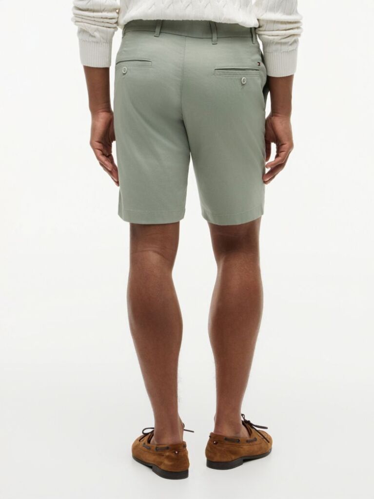 Grey Denton Print Slim 9.5" Inseam Chino Shorts  Men