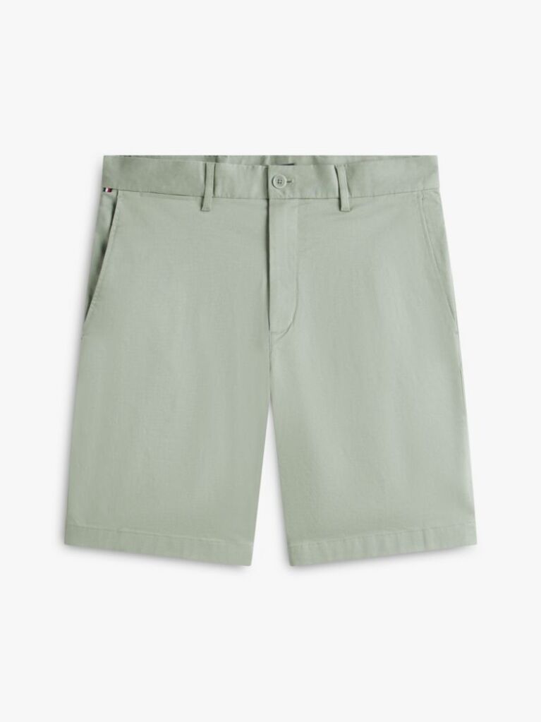Grey Denton Print Slim 9.5" Inseam Chino Shorts  Men