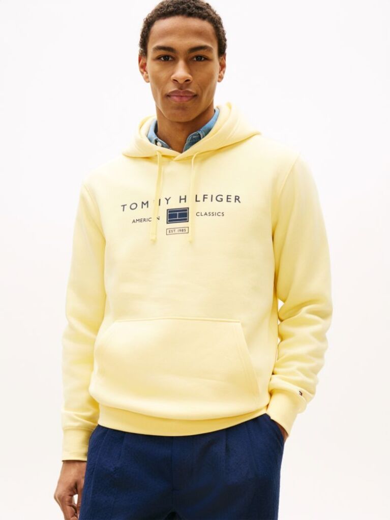 Yellow Logo Terry Drawstring Hoody  Men