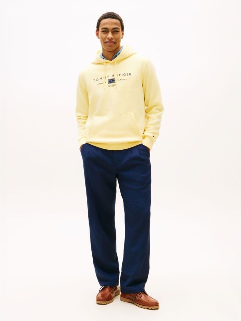 Yellow Logo Terry Drawstring Hoody  Men