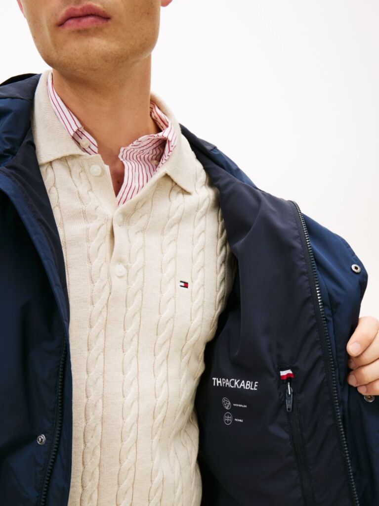 Blue Lightweight Packable Hooded Jacket  Men