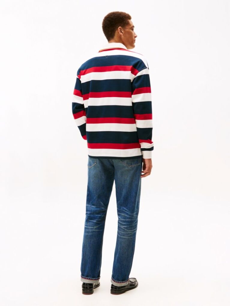 Multi Logo Appliqué Stripe Relaxed Rugby Shirt  Men