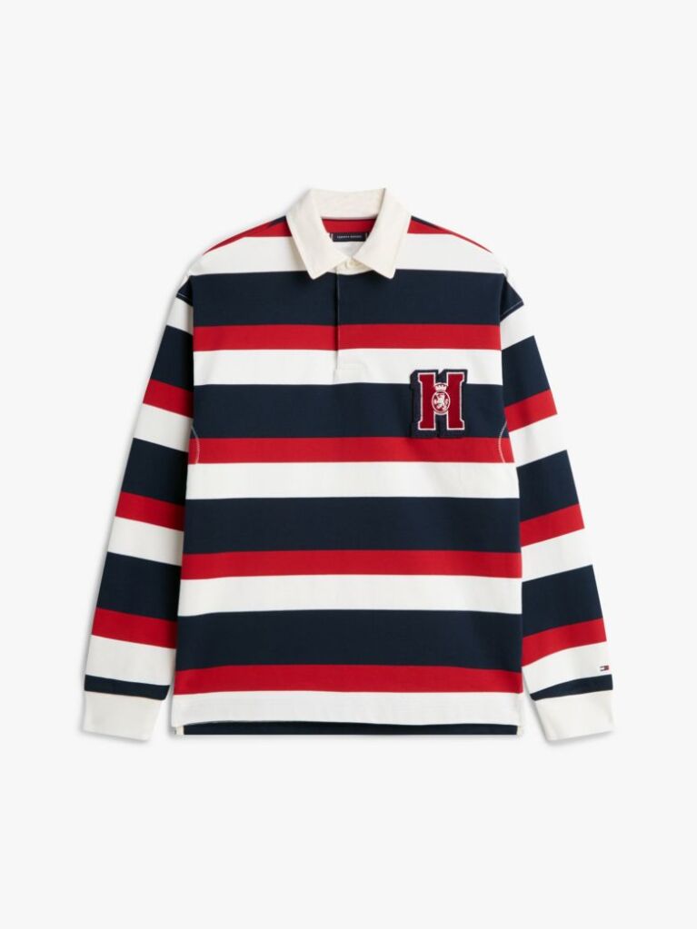 Multi Logo Appliqué Stripe Relaxed Rugby Shirt  Men