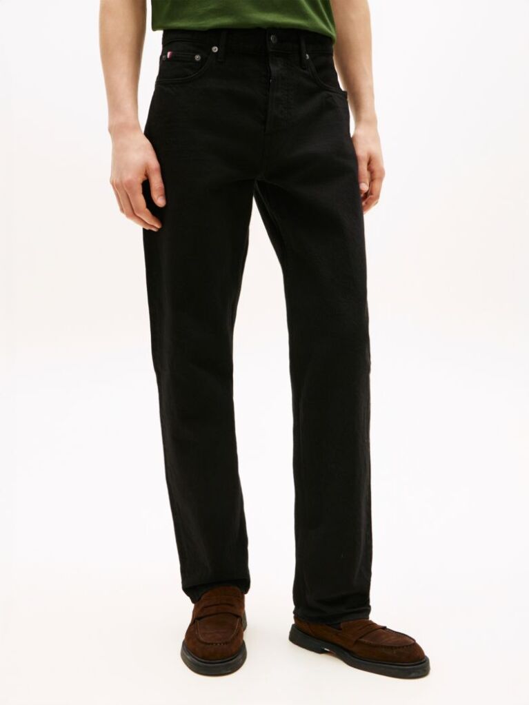 Black Washed Regular Straight Leg Black Jeans  Men
