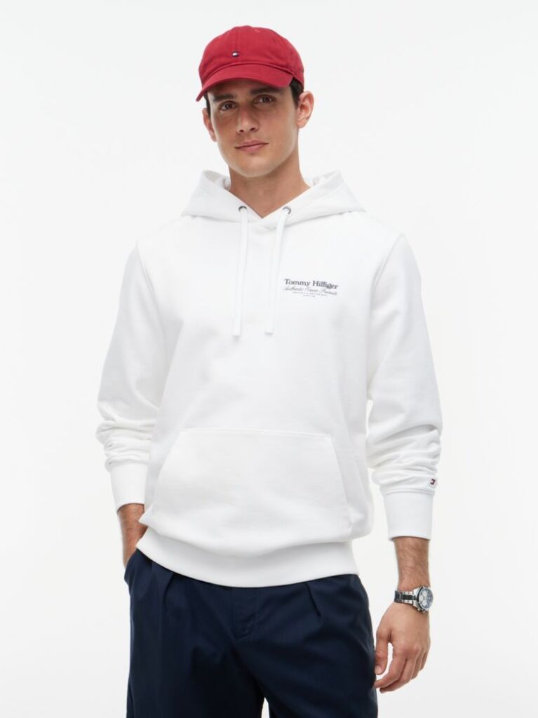 White Back Graphic Relaxed Terry Hoody  Men