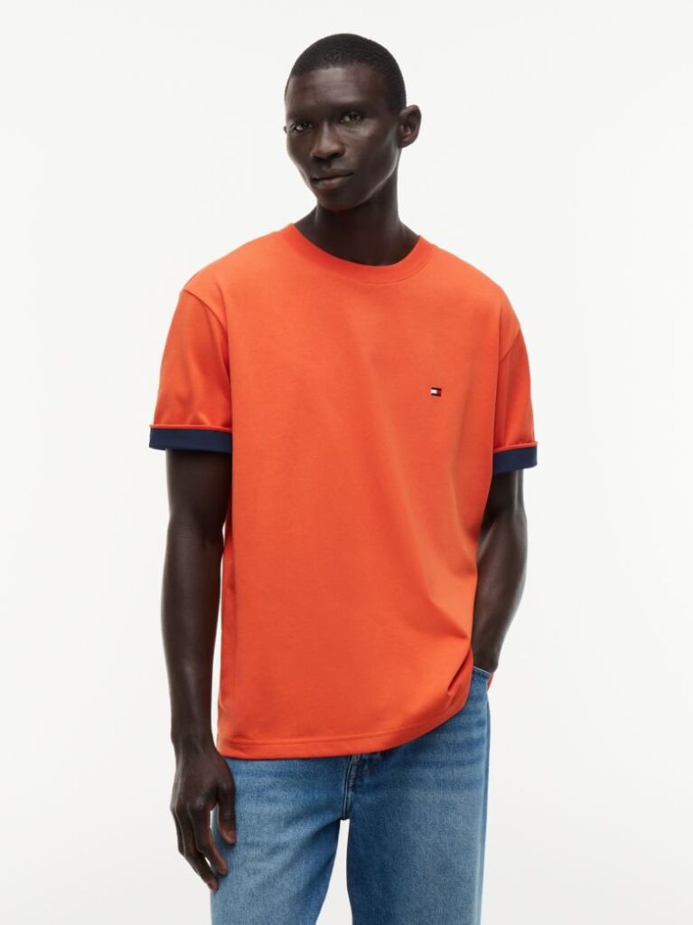 Orange Mixed Texture T-Shirt  Men