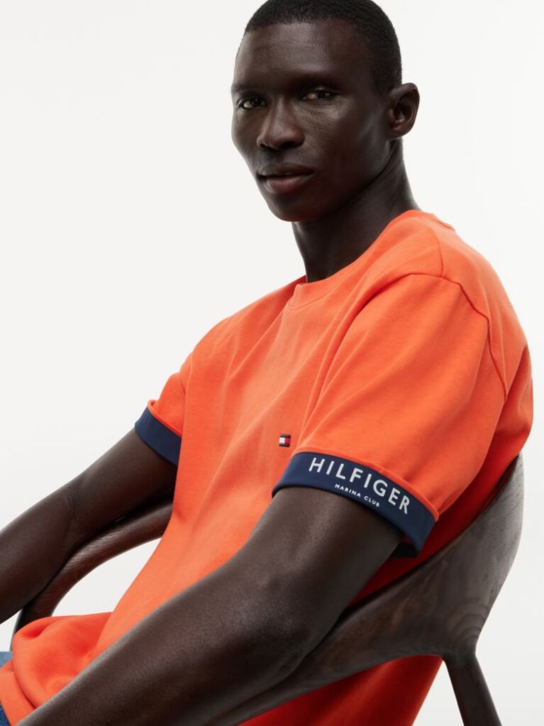 Orange Mixed Texture T-Shirt  Men
