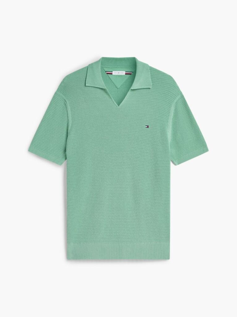 Green Regular Fit Knit Polo Shirt  Men
